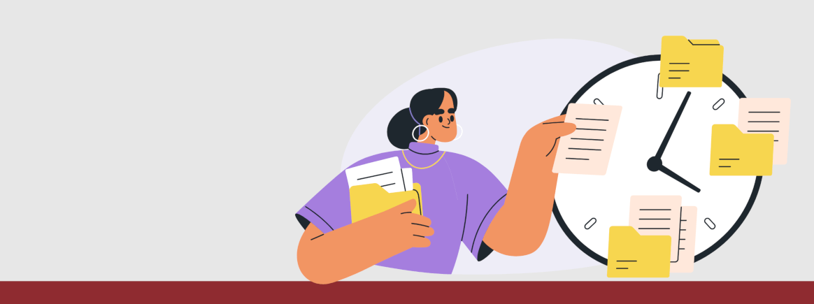 Illustration of a legal firm employee trying to keep track of multiple manual document requests