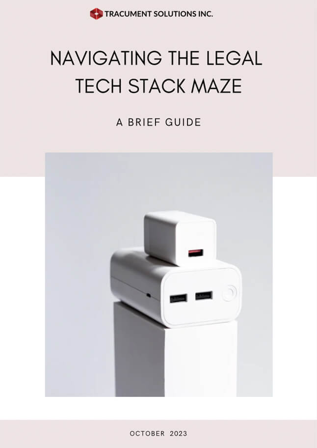 Cover of our 2023 Guide to Navigating the Legal Tech Stack Maze